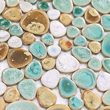 Turquoise Ceramic Pebble Mosaic Tile Sheet Shower Floor Backsplash 5 Sq Ft