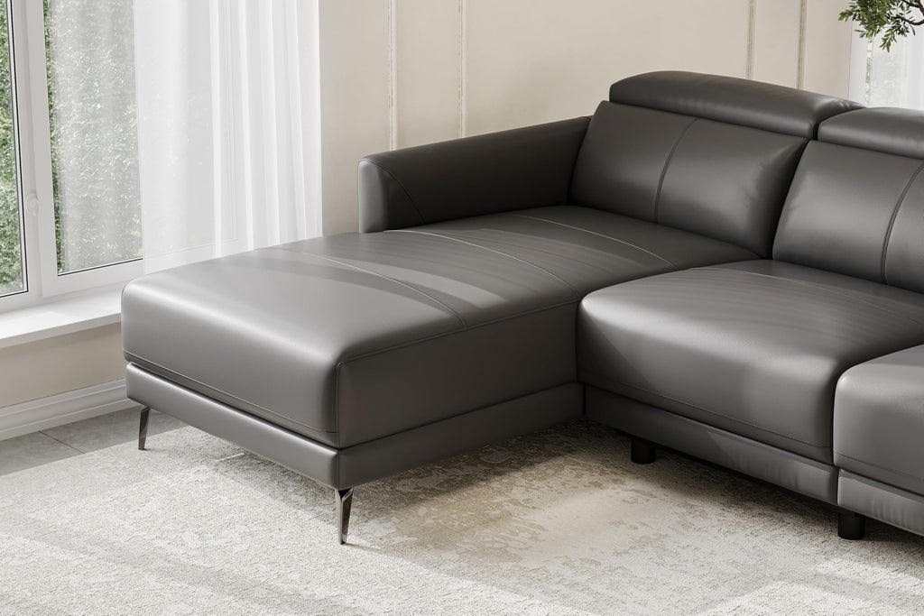 Andria 99.5" Reclining Leather Sectional Sofa, Reclining Couch with Left Hand Chaise | Italian Nappa 11000 Top Grain