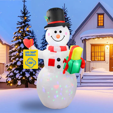 360° Rotating LED Lights 5ft Inflatable Snowman: Upgrade Christmas Blow Up Yard Decoration for Indoor Outdoor Garden