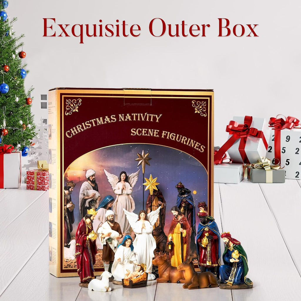Nativity Sets for Christmas Indoor Set of 13 Pieces 3.9 Inches