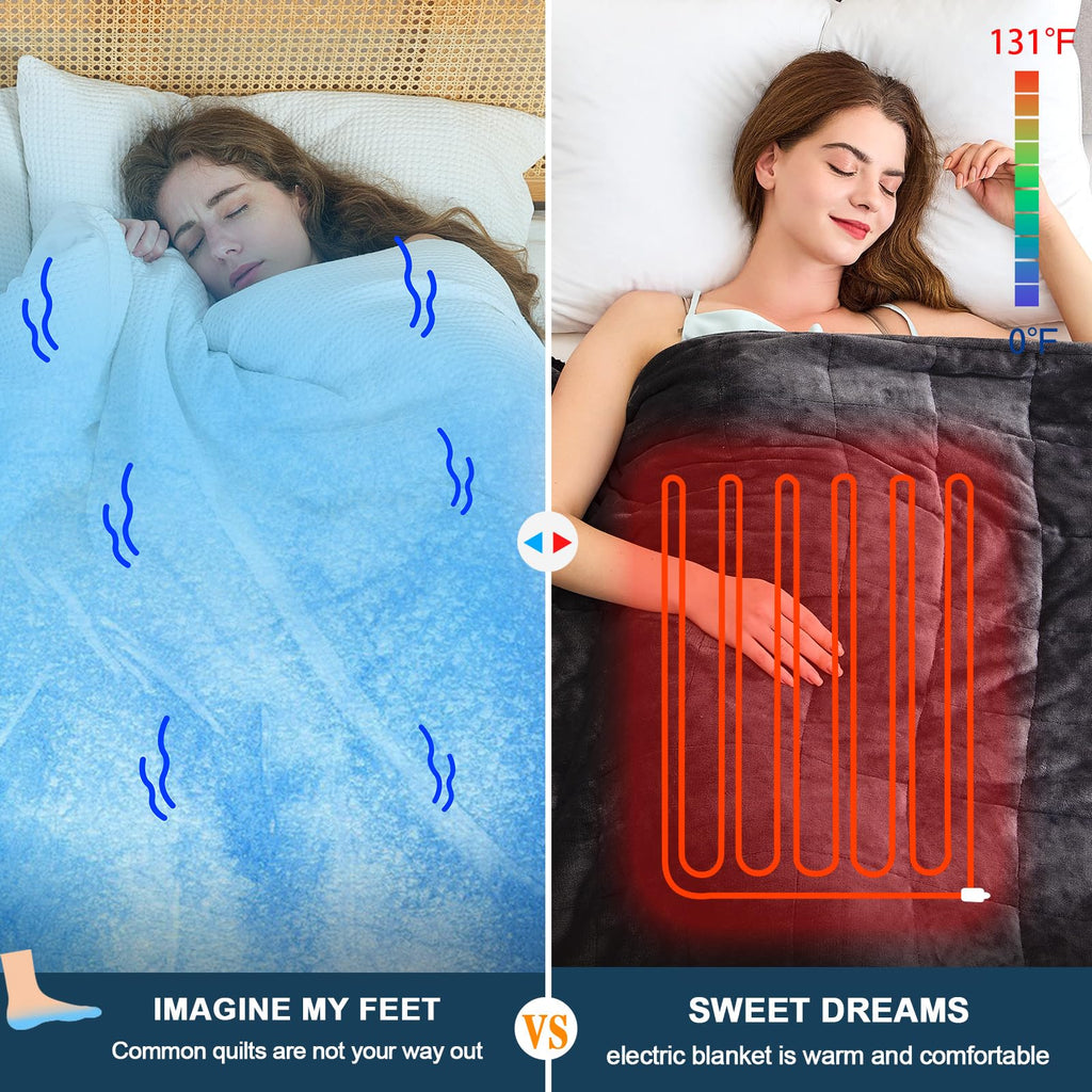 Heated Weighted Blanket for Adults, Heated Blanket, 48" x 72", 15lbs, Grey