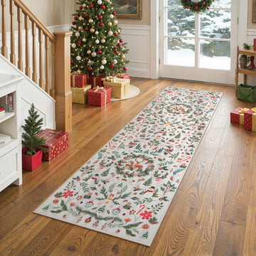 Christmas Runner Rug, 2x6 Hallway Runner Non Slip Washable Soft Kitchen Carpet Runner, Xmas Reindeer Soft Low Pile