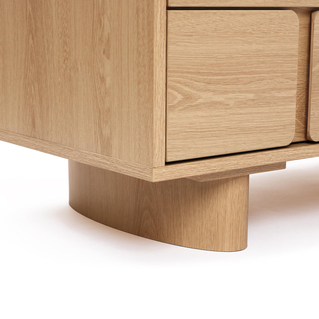 Japandi TV Console Stand 63" 3D Textured Doors Credenza
