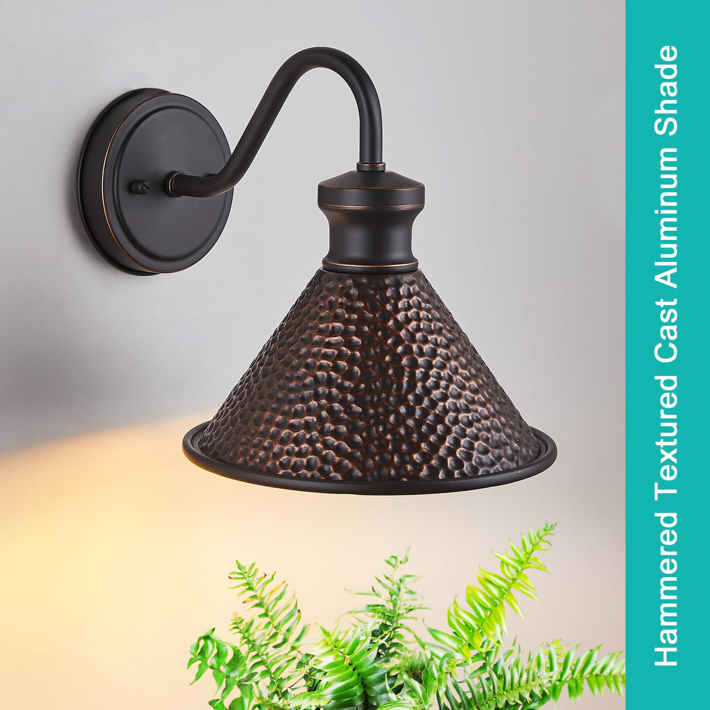 Gooseneck Outdoor Wall Light Fixtures, 2-Pack Farmhouse Barn Lights for Porch, Industrial Oil-Rubbed Bronze Exterior