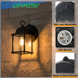 Dusk to Dawn Outdoor Wall Lantern, Wall Sconce Waterproof Porch Lighting Fixture, E26 Base