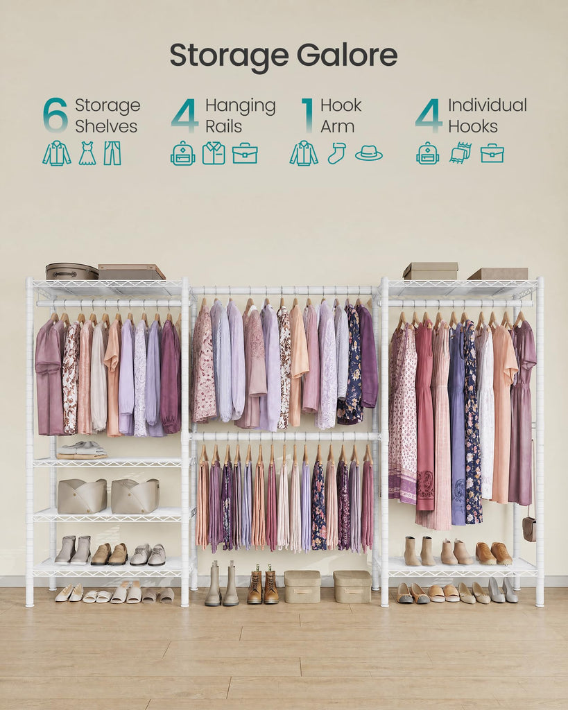Clothes rack, Adjustable Mesh Shelves and Hanging Rails