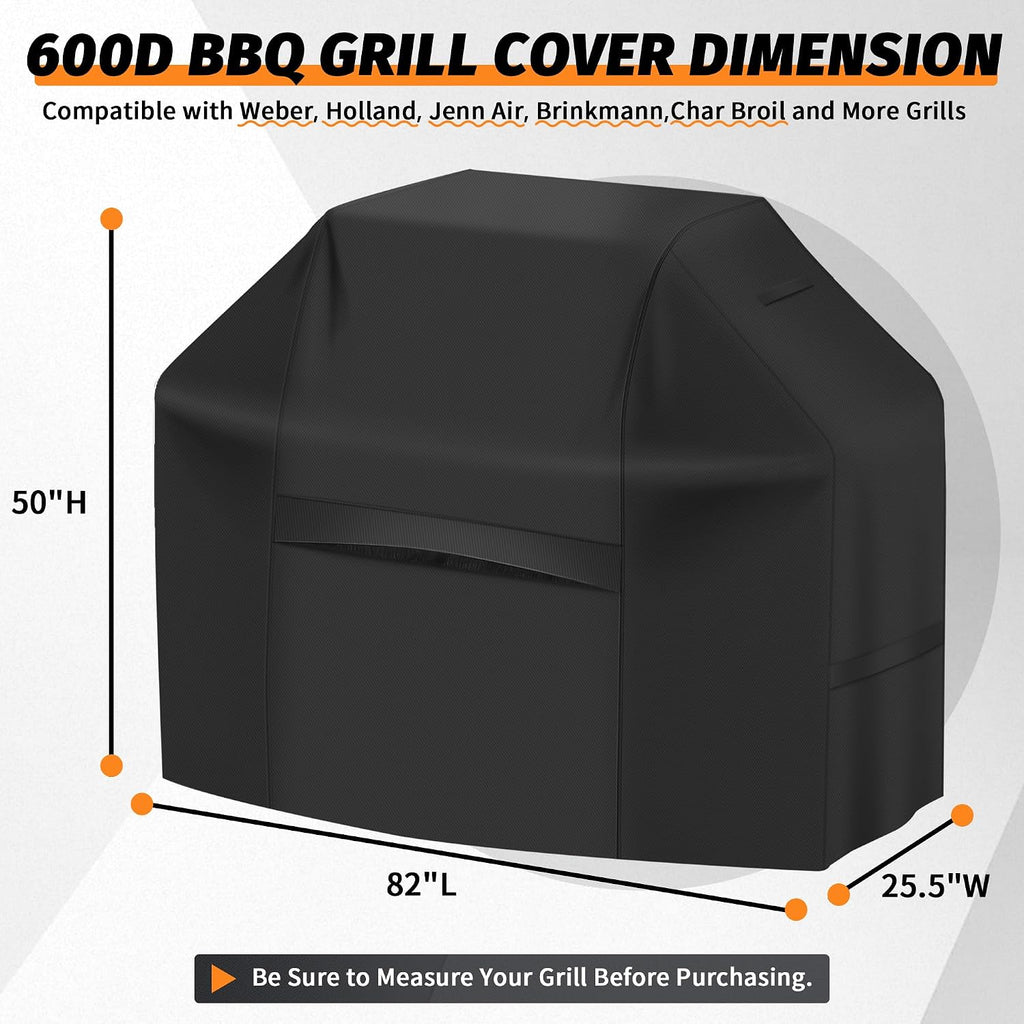 ICOVER Grill Cover 82 Inch, BBQ Grill Cover for Outdoor Grill, 600D Heavy-Duty Waterproof BBQ Cover, Large Barbecue