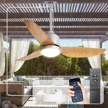 42 Inch Nickel Waterproof Gazebo Fans with Lights Outdoor Hanging - Plug in Remote App Control for Patio Indoor Farmhouse Porch - 6 Speed Reversible DC Motor A101-B0F4NL1X3C