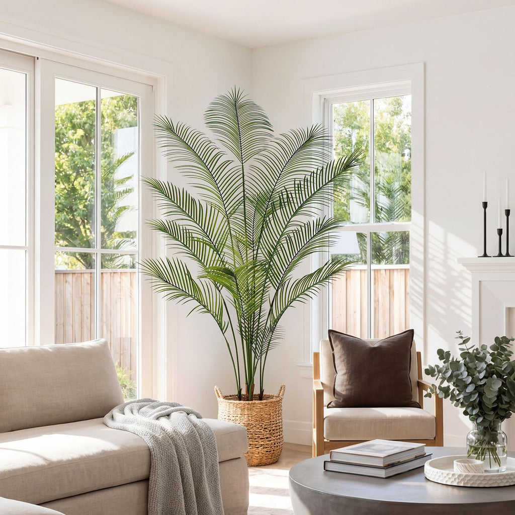 7FT Artificial Palm Tree Multileaf Tall Faux Plants Indoor & Outdoor