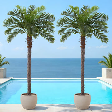 8.5FT Artificial Coconut Palm Set of 2, Potted Faux Palm Tree