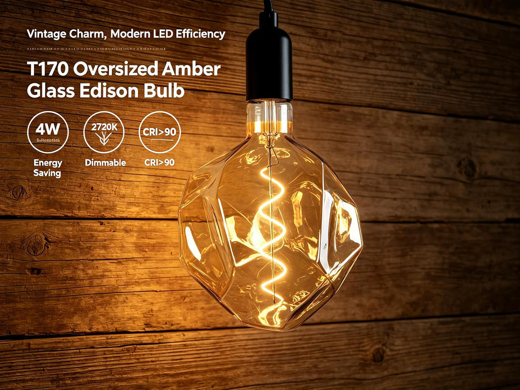 T170 Large Oversized Edison LED Filament Bulb, 4W Dimmable