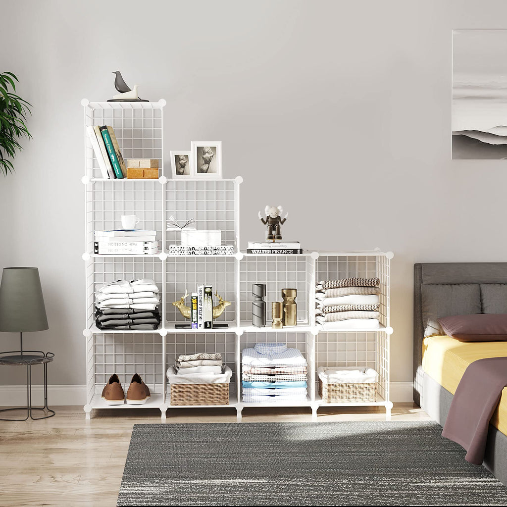 Wire Cube Storage, Closet Organizer, 12 Cube Storage Shelf, White