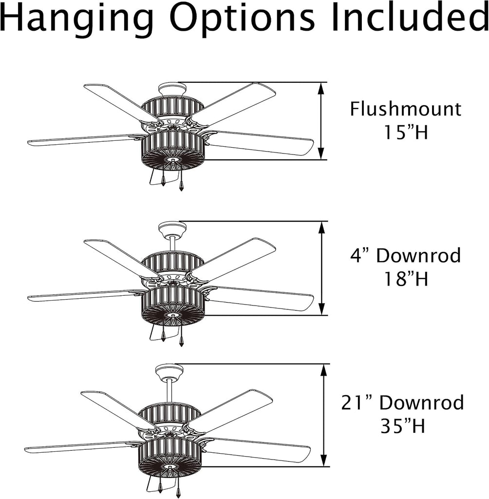52" Glam Double-Lit LED Ceiling Fan with Clear K-9 Crystal Caged Lights - Reversible Blades (Mahogany/Antique Black)