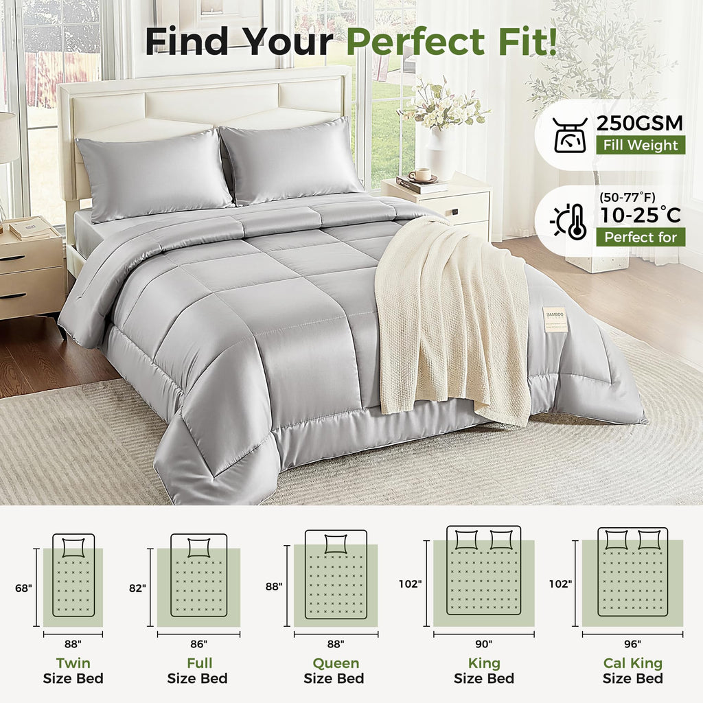 Cooling Comforter Duvet Insert, Hypoallergenic 100% Viscose Derived from Bamboo Shell & Fill - All Season