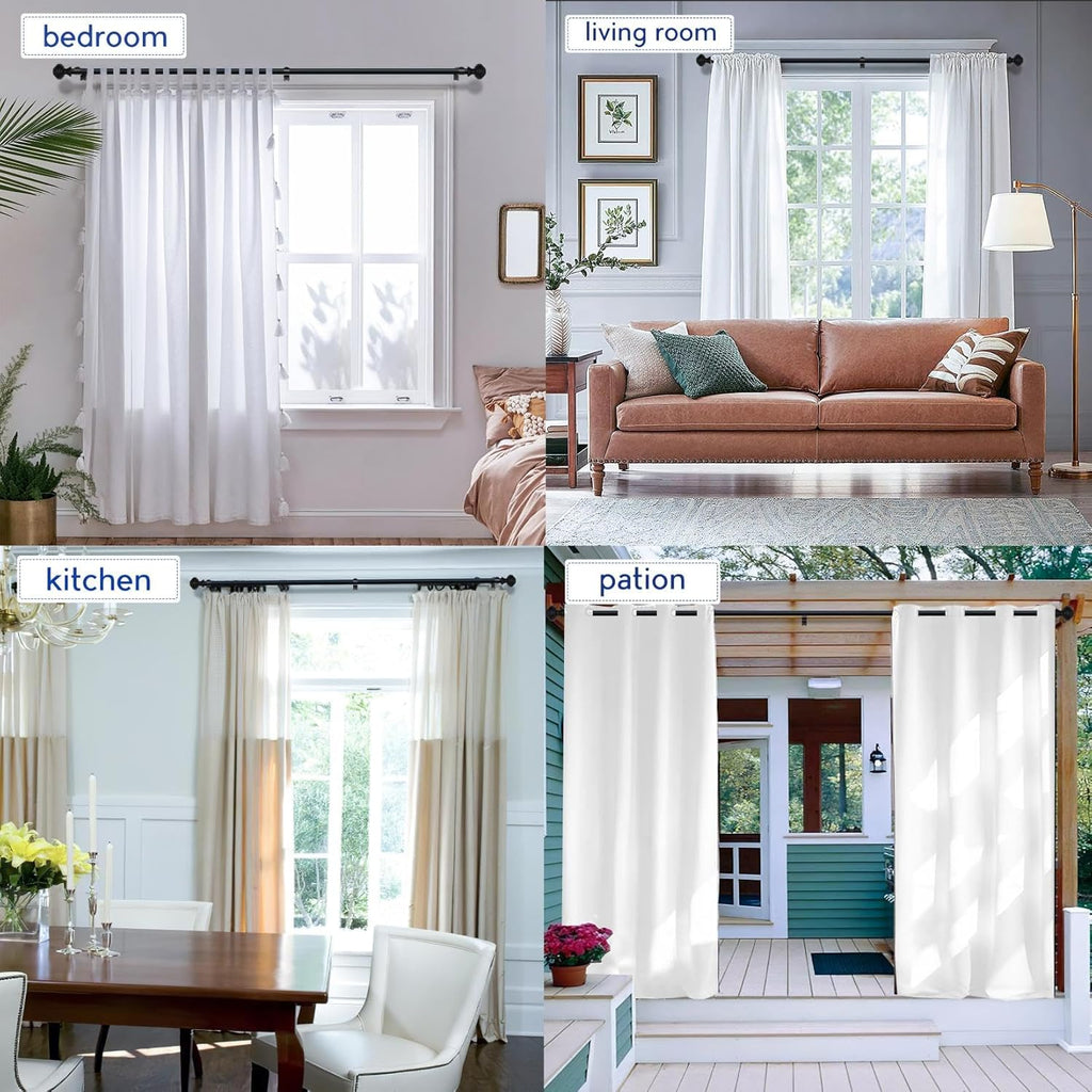 Curtain Rods for Windows 48-84 inch,3/4 inch Heavy Duty Adjustable Decorative Curtain Rod with Modern Finials,Window