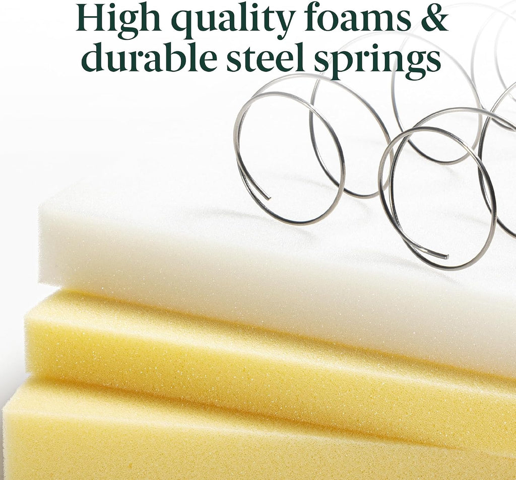 8 Inch California King Foam and Spring Hybrid Mattress, Medium Feel | Fiberglass Free, Durable Support, Mattress in a