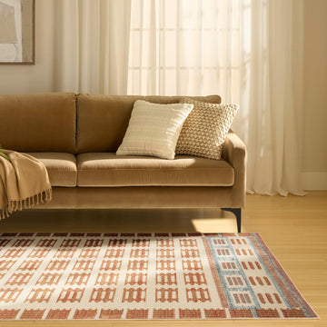 Home Nordic Ivory Rust Area Rug - Easy Clean, Non Shedding, Bed Room, Living Room, Dining Room, Kitchen (5' x