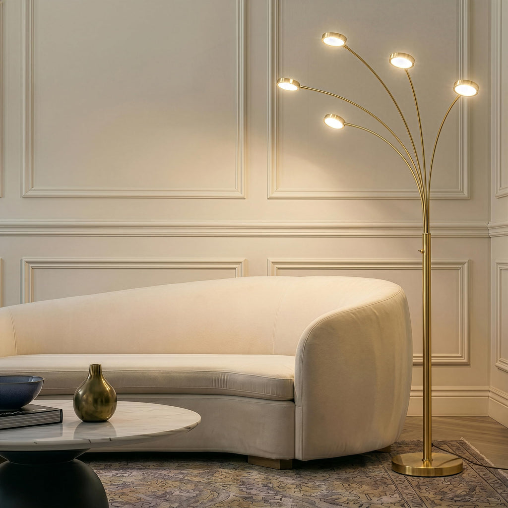 Orion Arc Floor Lamp, Tree Floor Lamp with 5 Adjustable Arms, Multi-Head Standing Lamp with Flexible Rotating LED