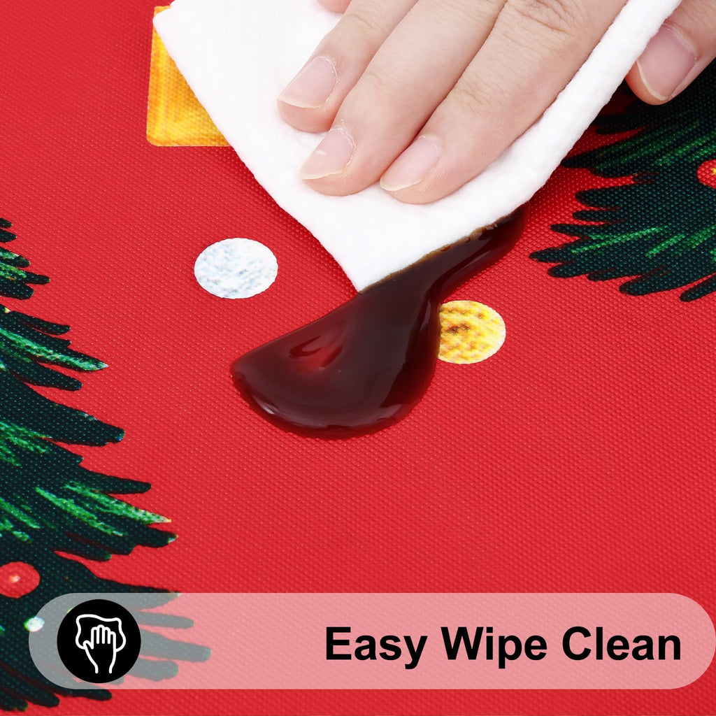 Christmas Fitted Table Cover, 6 FT Flannel Backed Vinyl Tablecloth