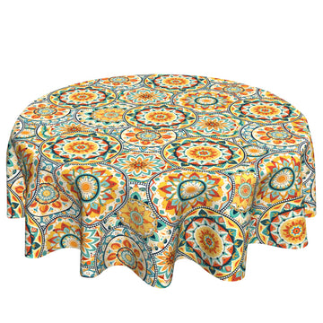 Boho 60 inch Round Tablecloth Vintage Floral Circle Table Cloths Colorful Table Cloth Circular Dining Dinner Tables