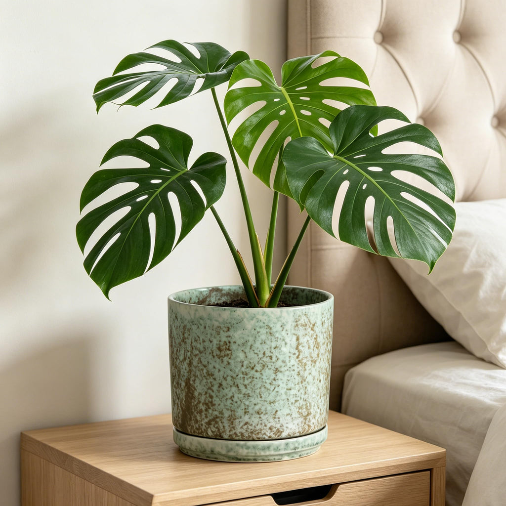 7 Inch Modern Plant Pot, Ceramic Glaze Planters for Indoor Plants, Round Flower Pots with Drainage Hole and Saucer