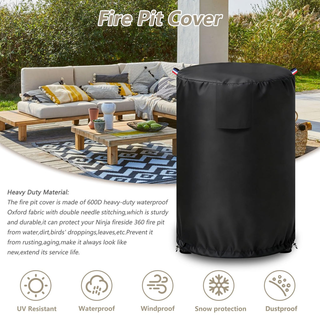 Fire Pit Covers for Ninja Fireside 360 Outdoor Heater & Fire Pit, Outdoor Heavy Duty 600D Waterproof Cover for Ninja