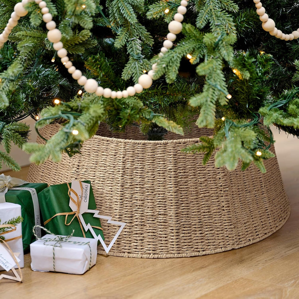 Christmas Tree Collar- 26",Christmas Tree Base Christmas Tree Basket Collar ,for Covering Tree Stand (Burlywood, 26
