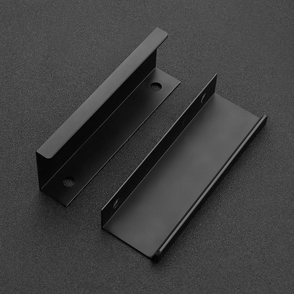6 Pack Finger Pulls for Cabinets 102mm/4 Length Black Edge Pulls
