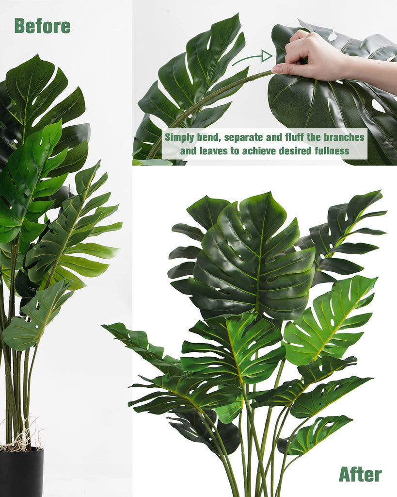 Artificial Monstera Plant 4FT Tall Fake Swiss Cheese Potted Faux Tropical Floor Plants Indoor Decorative House Palm