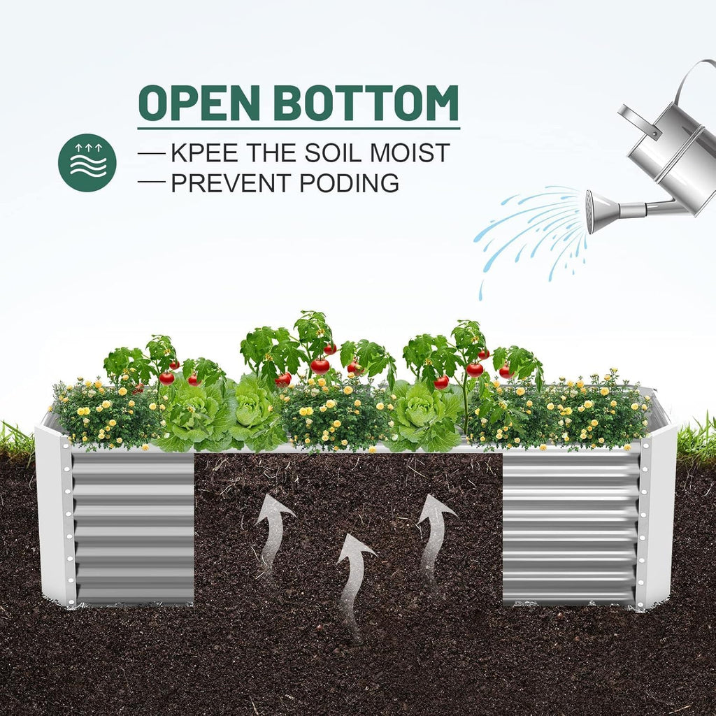 2 Pack 6×3×2 ft Galvanized Metal Raised Garden Bed, 2FT Deep Root Elevated Planter Box Steel Large Vegetable Flower