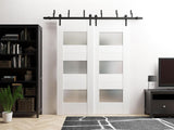 Sete 6003 | Interior barn Bypass Sliding Doors with Frosted Glass, MDF, 60x80, White, Modern Style |
