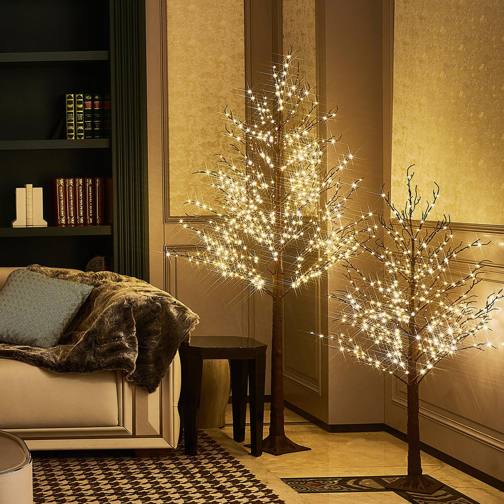 Lighted Brown Tree Plug in 6FT 690 LED Artificial Twig Tree with Lights for Christmas Holiday Wedding Room
