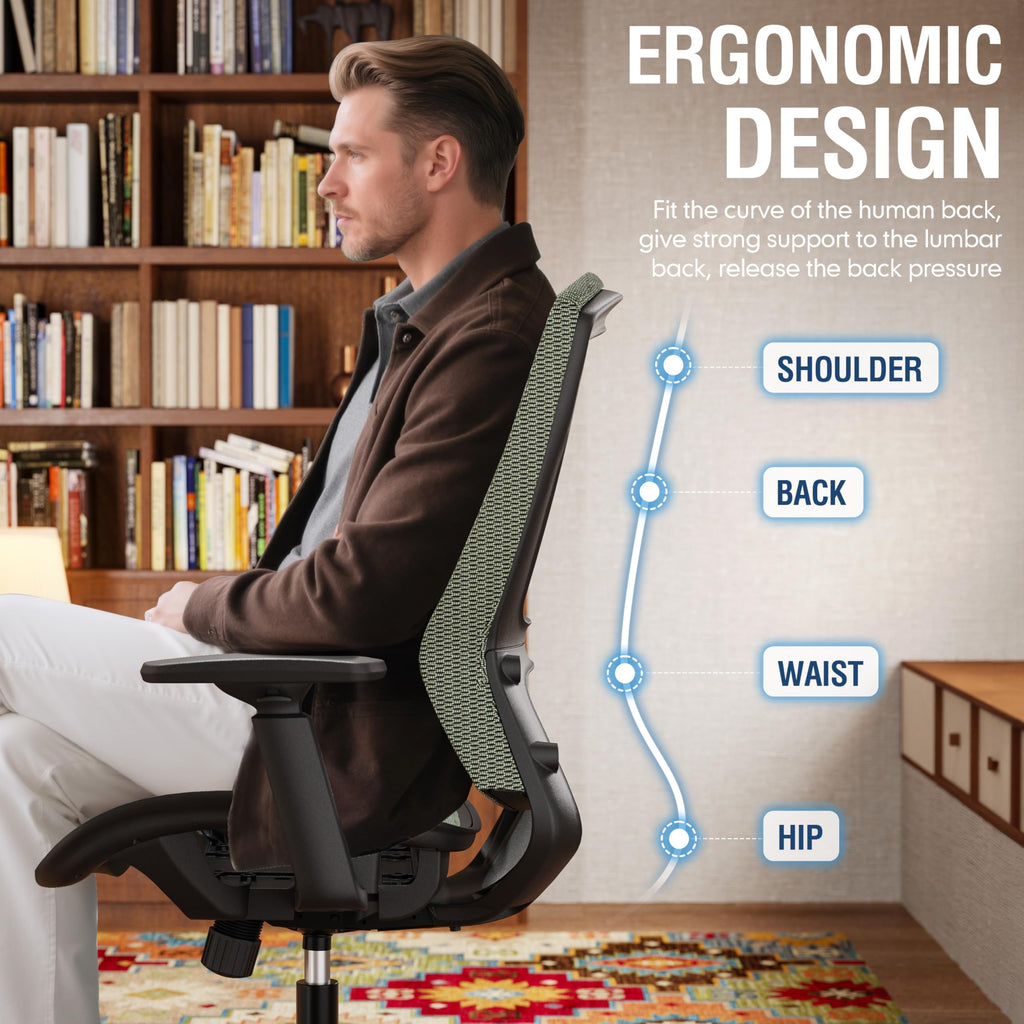 Inspired Aeron Style Ergonomic Mesh Office Chair — Dusty Sage, Breathable Mesh Seat & Back