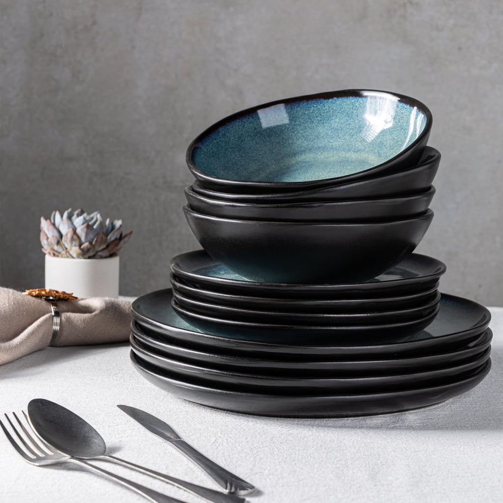 Ceramic Dinnerware Sets for 8, 24Pcs Plates and Bowls Sets Dishes