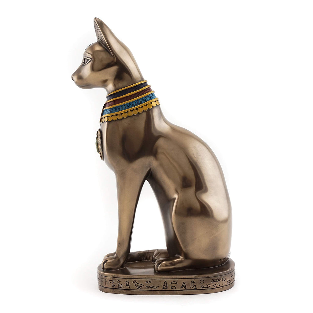 Egyptian Bastet Statue - Hand Painted Goddess of Sunrise, Music, and Fertility Sculpture - 12-Inch Ancient Egypt