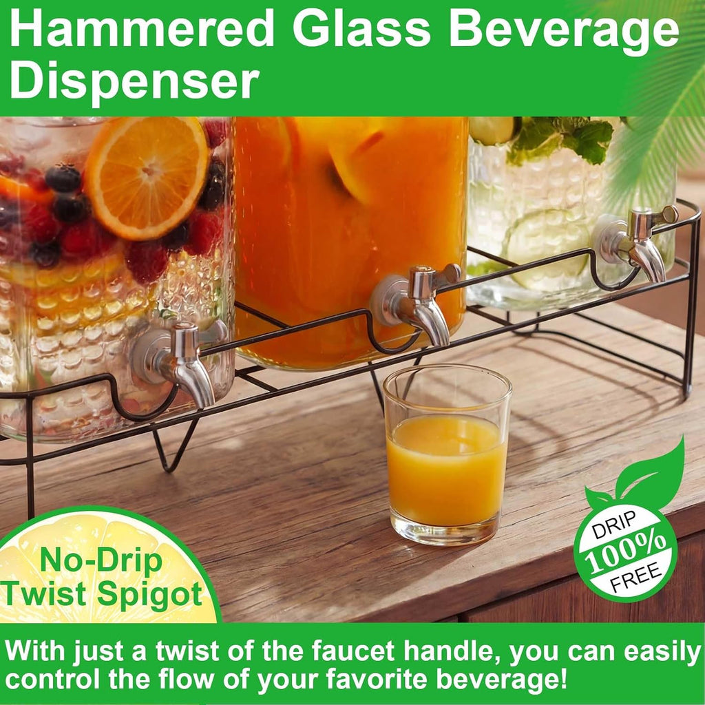 Gallon with Stand for Party, Leak Proof Large Beverage Dispensers Jugs with Stainless Steel Spigots - Set of 3