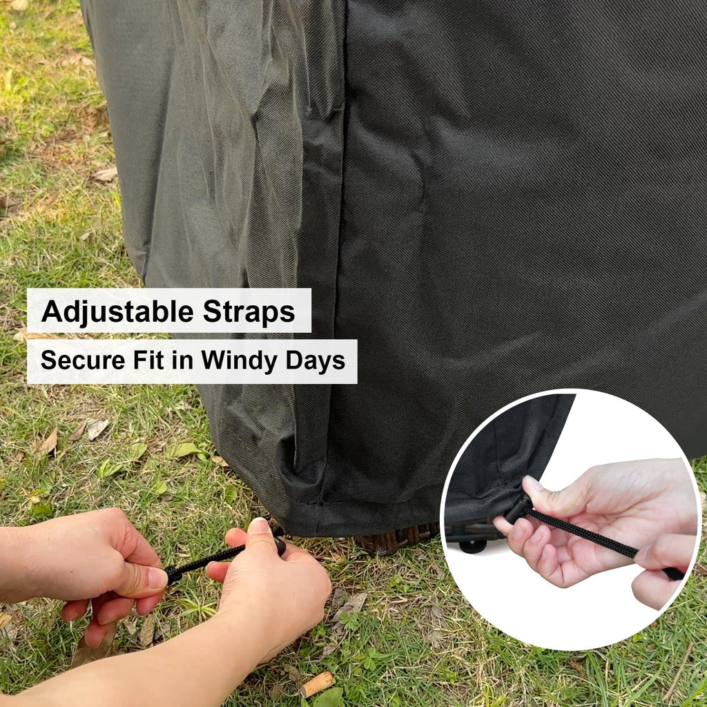 Patio Chair Cover Waterproof, Outdoor Furniture Storage Cover for All Weather Protection (Black)