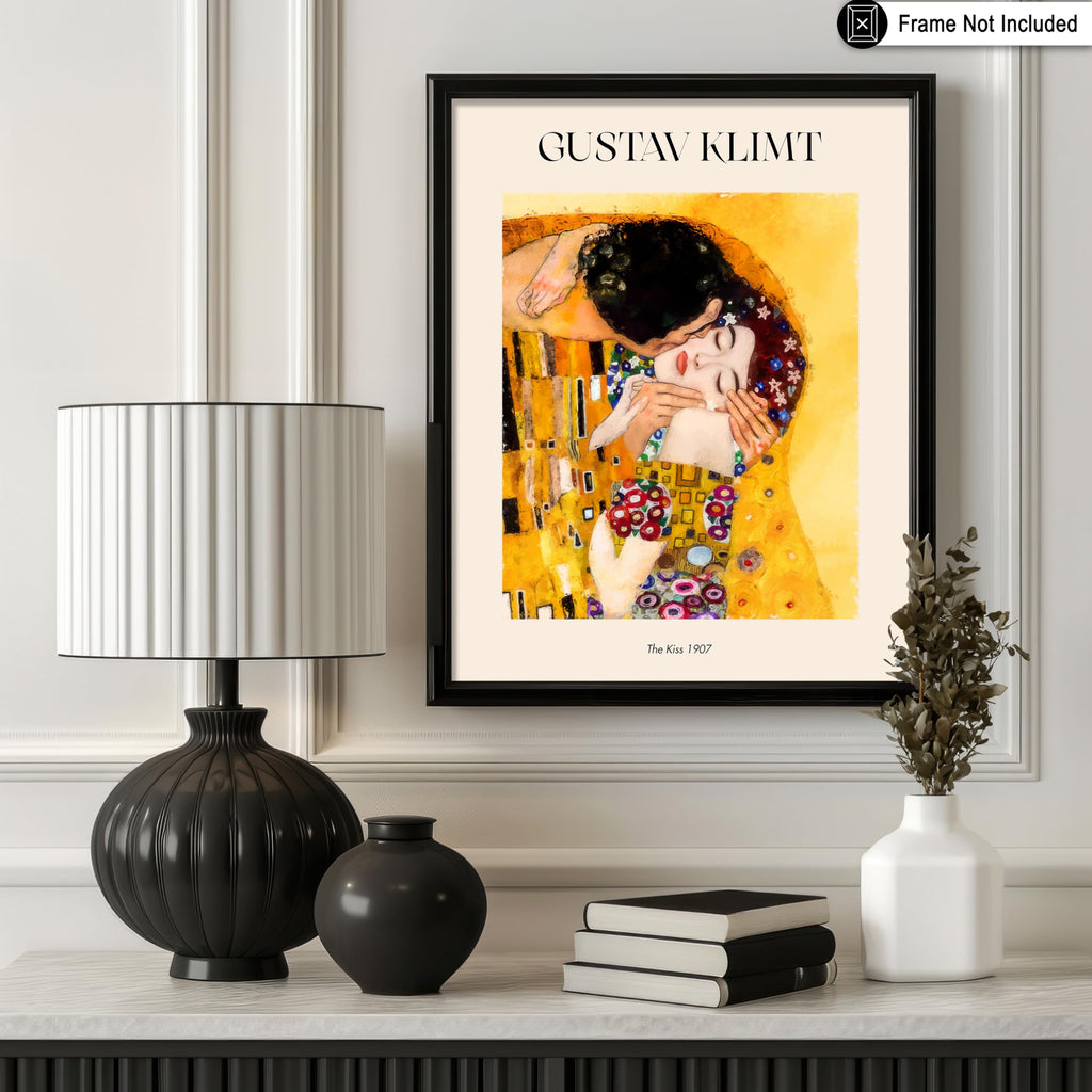 Master The Kiss Print - Gustav Klimt Poster - Abstract Couple Art - Romantic Symbolism Wall Design - Housewarming