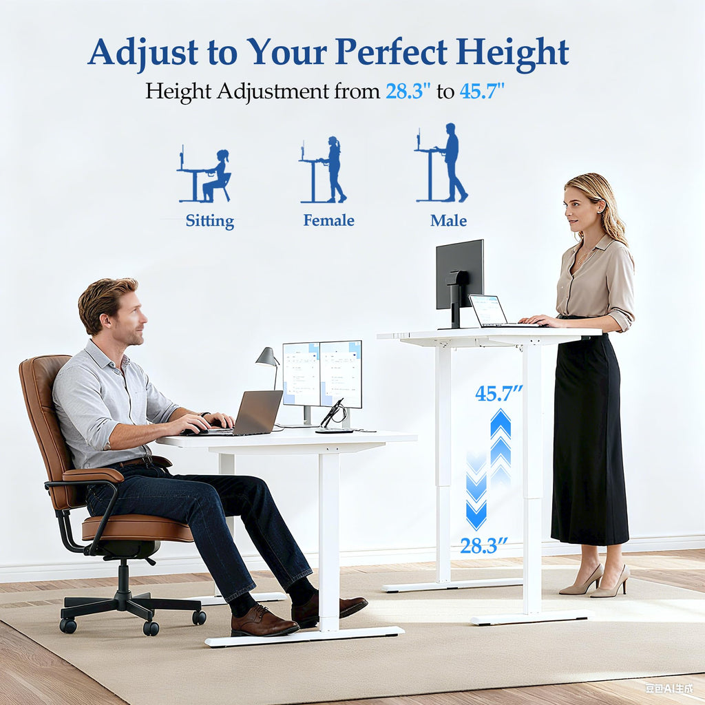 L Shaped Standing Desk, 63 Inch Corner Desk, White
