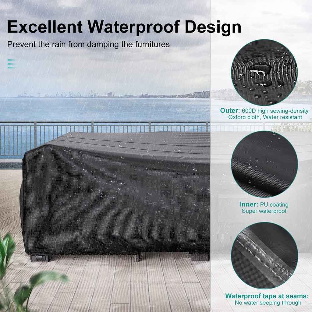 Waterproof Outdoor Patio Furniture Covers 108"L×82"W×28"H Black | Rain, Dust & UV Protection; Heavy-duty Oxford
