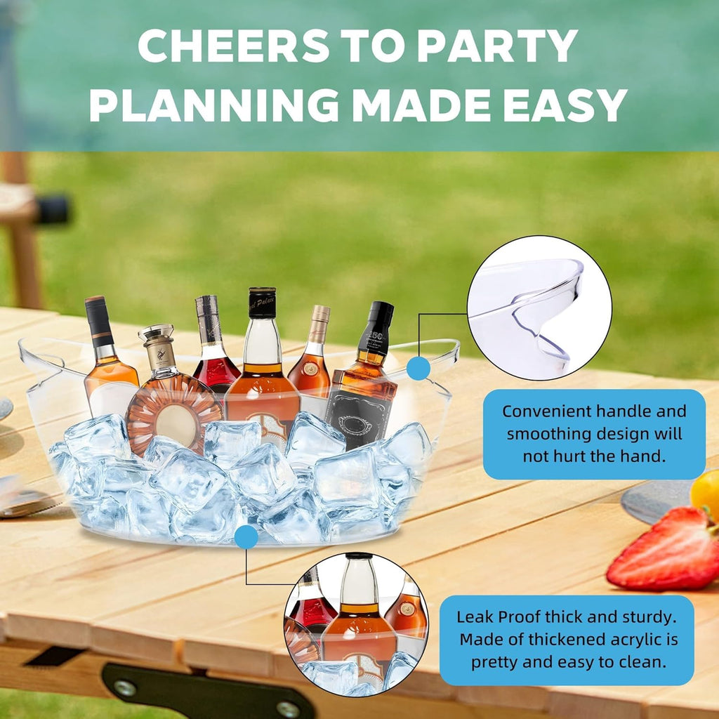 Acrylic Champagne Bucket, Ice Bucket for Parties6.5L Large Party Ice Bucket with Ice Scoop & Bottle Opener - Set of 2