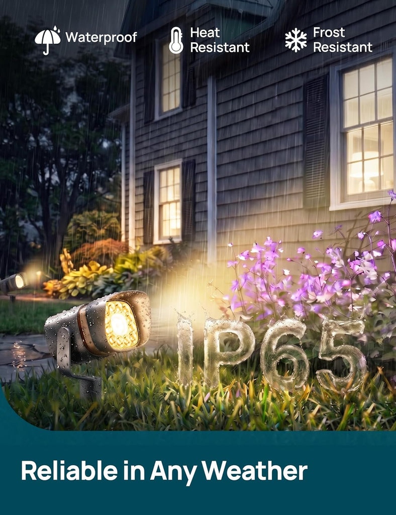 Smart Low Voltage Landscape Lighting, 800lm RGBW Outdoor Spotlights, Waterproof, Works with Alexa & Google Home