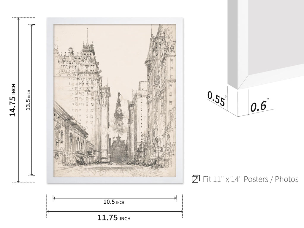 Master Vintage Looking up Broad Street from Spruce Street Poster - Retro Architecture Print - Structure - Landscape