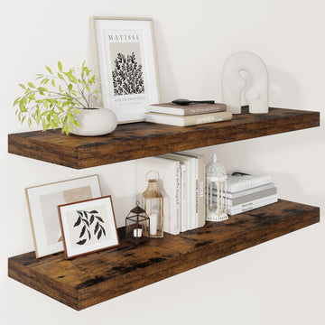 12" Deep Floating Shelves for Wall 36" Long, Wall Shelves Living Room Bathroom Kitchen Laundry Room, Farmhouse Rustic
