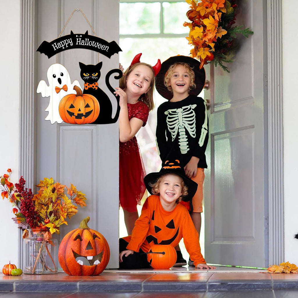 Halloween Decorations Wooden Hanging Welcome Sign for Front Door