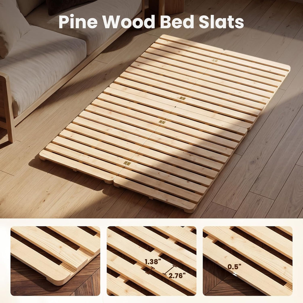 Floor Bed Frame, Foldable Japanese Tatami Bed Frame for Futon Mattress
