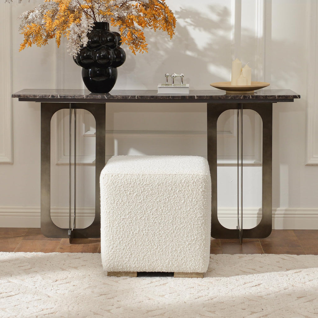 18.5" Wide Modern Square Boucle Ottoman
