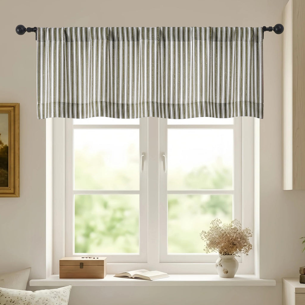 Striped Valances for Windows 14 inch, Chocolate, 2 Pieces