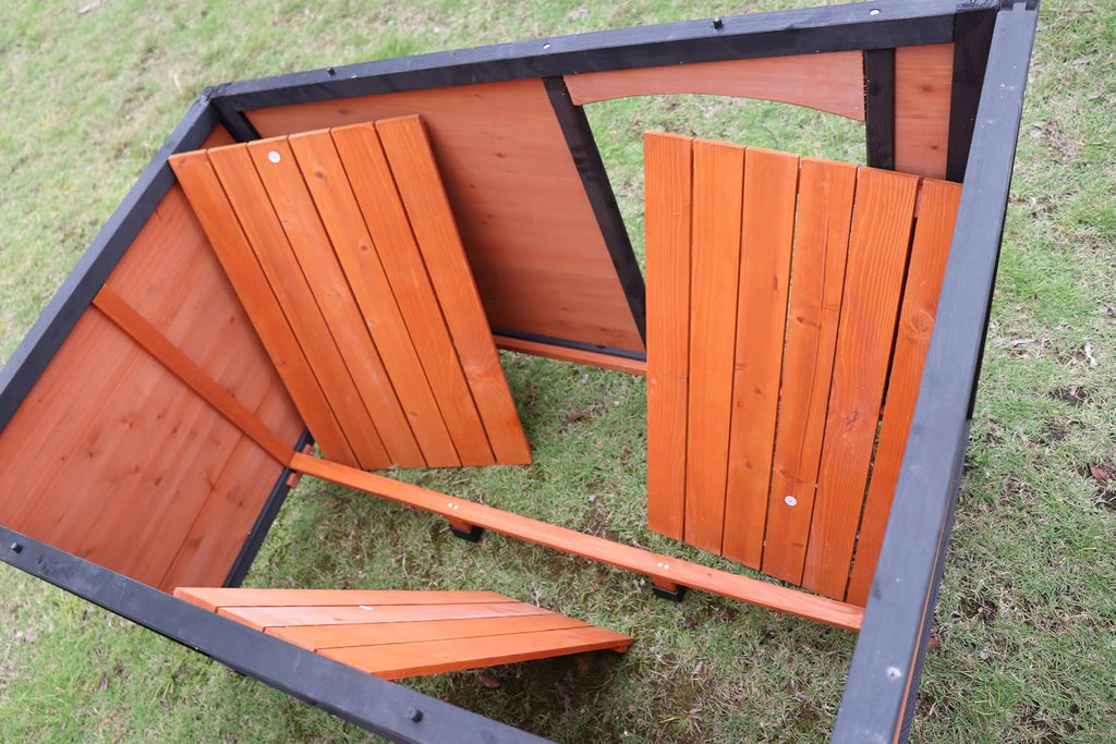 Wooden Dog House Outdoor Large Dog Kennel Weatherproof with PVC Roof