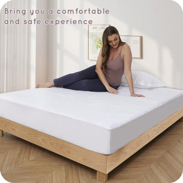 Electric Heated Mattress Pad 78" * 80" King Size, Dual Control 4 Heating Levels & 10 Hours Auto Off, Soft Lightweight
